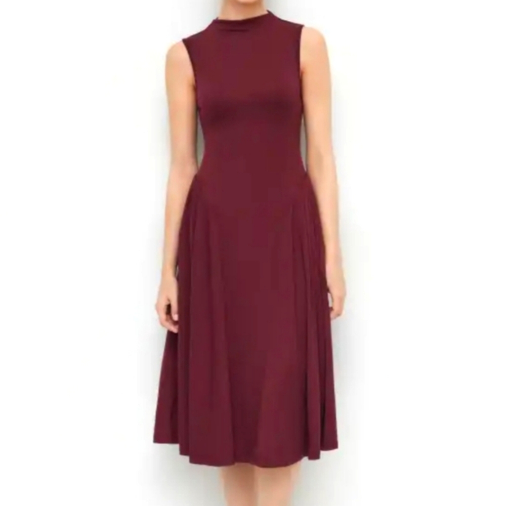 Zara Fuchsia Sleeveless Fit & Flare Midi Dress